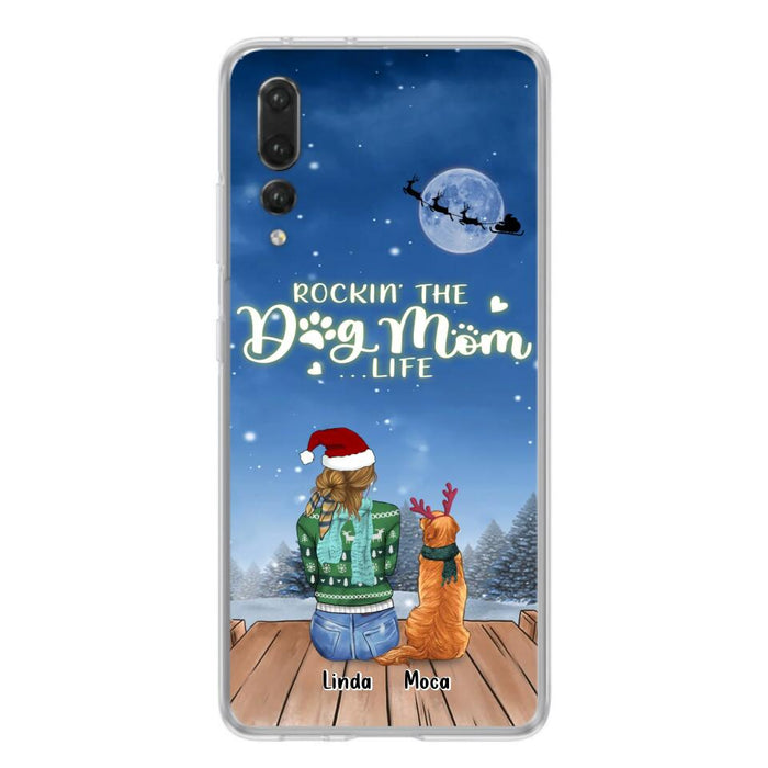 Custom Personalized Christmas Dog Mom Phone Case - Upto 5 Dogs - Gift Idea For Dog Lover/ Dog Mom - Rockin' The Dog Mom Life - Case For Xiaomi, Oppo And Huawei