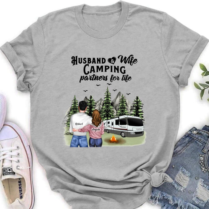 Custom Personalized Camping T-shirt/Hoodie/Sleeve - Gift for Couples, Camping Lovers - Husband and Wife Camping Partners For Life