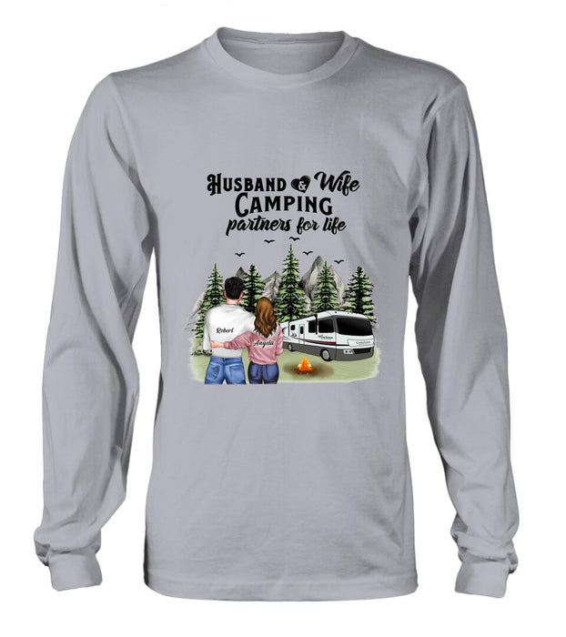 Custom Personalized Camping T-shirt/Hoodie/Sleeve - Gift for Couples, Camping Lovers - Husband and Wife Camping Partners For Life