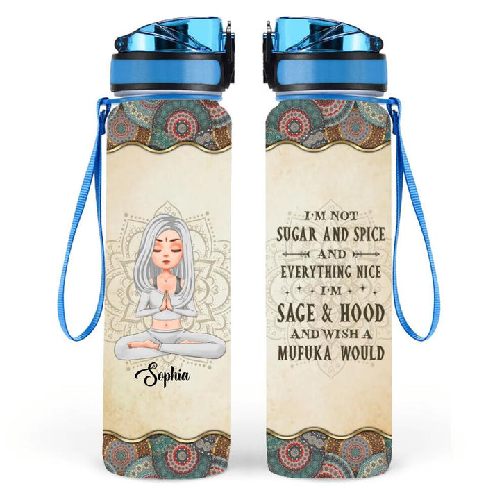 Custom Personalized Yoga Water Tracker Bottle - Gift Idea For Birthday/ Yoga Lover - I'm Sage & Hood and Wish A Mufuka Would