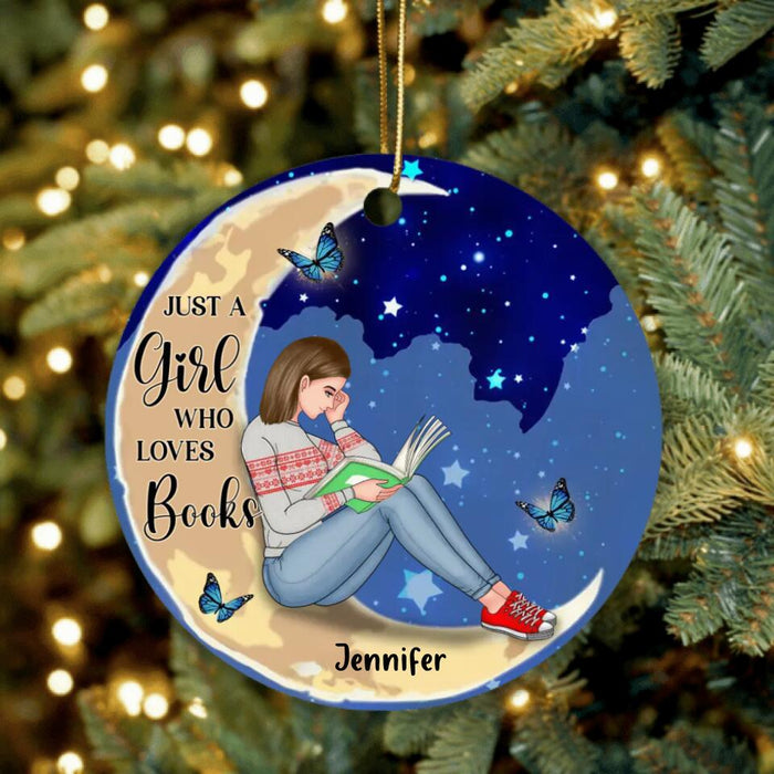 Custom Personalized Christmas Circle Ornament - Gift Idea For Christmas/ Book Lover - Just A Girl Who Loves Books