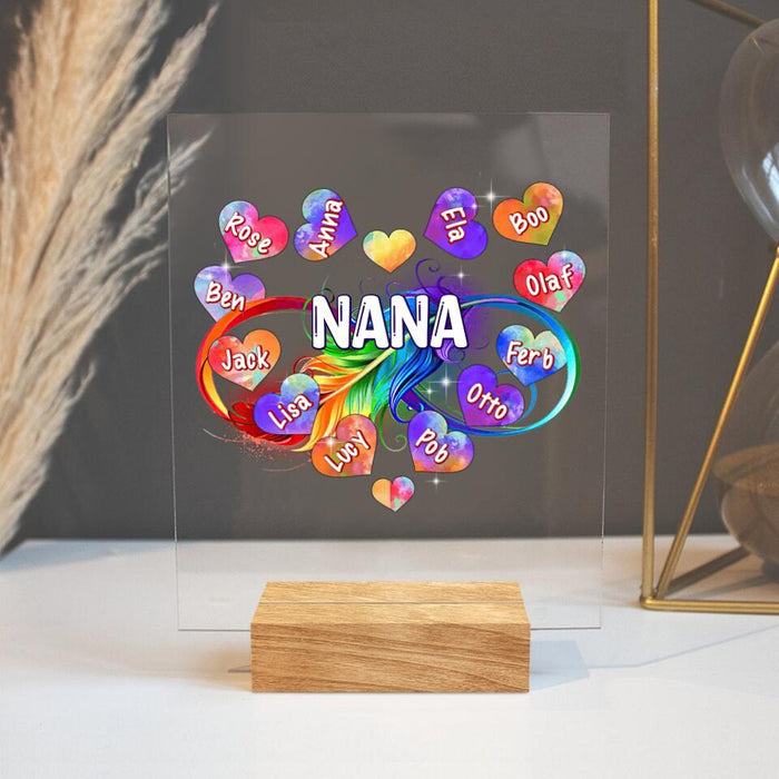 Custom Personalized Heart Acrylic Plaque - Upto 12 Names - Christmas Gift Idea For Family