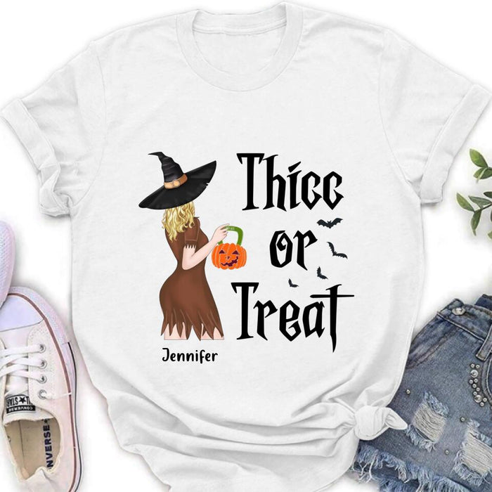 Custom Personalized Witch Shirt/ Hoodie - Gift Idea For Halloween - Thicc Or Treat