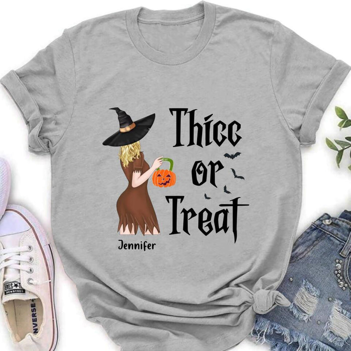 Custom Personalized Witch Shirt/ Hoodie - Gift Idea For Halloween - Thicc Or Treat