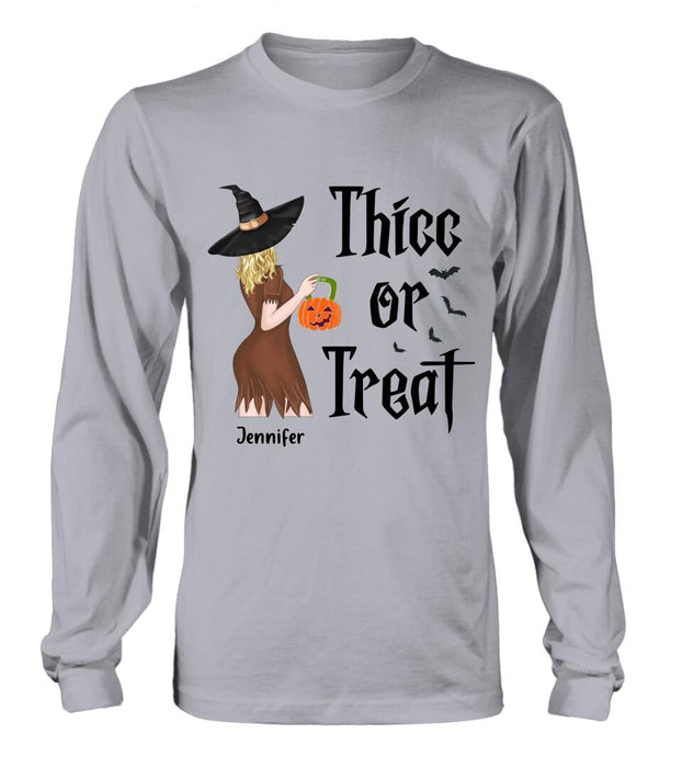 Custom Personalized Witch Shirt/ Hoodie - Gift Idea For Halloween - Thicc Or Treat