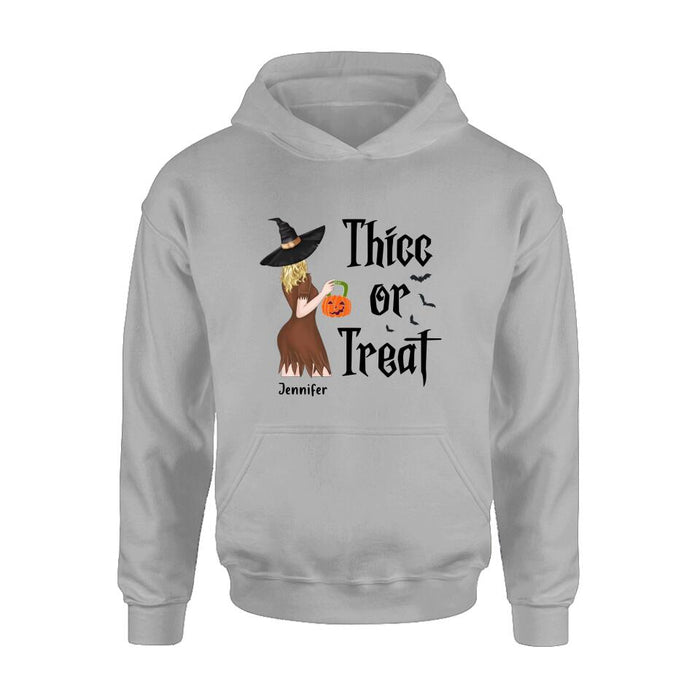 Custom Personalized Witch Shirt/ Hoodie - Gift Idea For Halloween - Thicc Or Treat