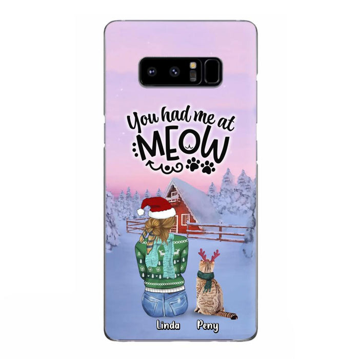 Custom Personalized Christmas Cat Mom Phone Case - Upto 5 Cats - Christmas Gift Idea For Cat Lover - You Had Me At Meow - Case For iPhone And Samsung