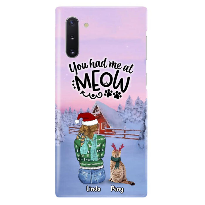 Custom Personalized Christmas Cat Mom Phone Case - Upto 5 Cats - Christmas Gift Idea For Cat Lover - You Had Me At Meow - Case For iPhone And Samsung