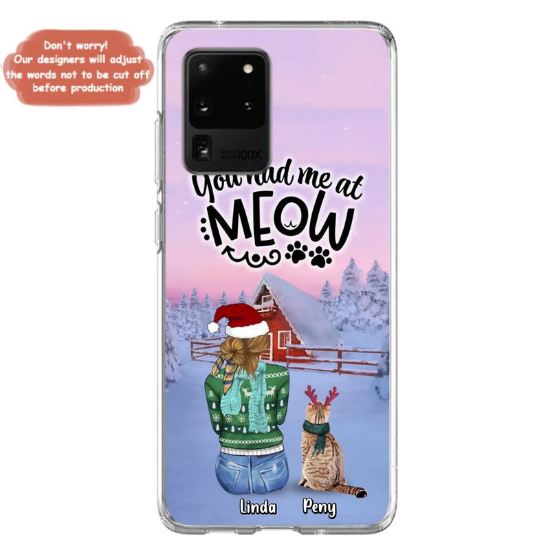 Personalized Christmas Cat Mom Phone Case - Up to 5 Cats - Christmas Gift Idea For Cat Lover - You Had Me At Meow - Case For iPhone And Samsung