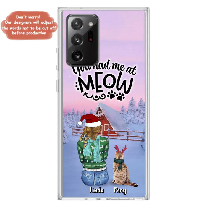 Custom Personalized Christmas Cat Mom Phone Case - Upto 5 Cats - Christmas Gift Idea For Cat Lover - You Had Me At Meow - Case For iPhone And Samsung