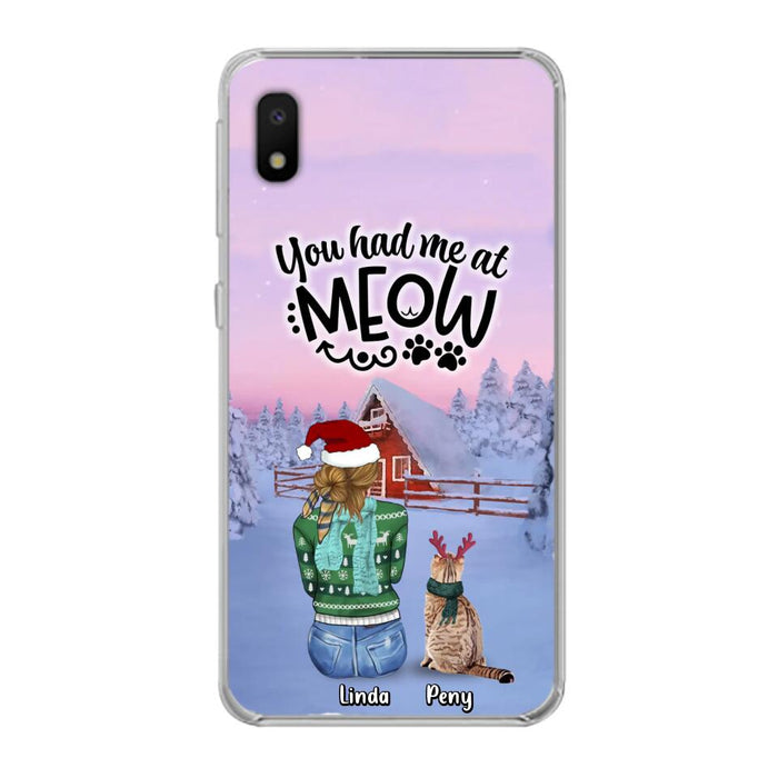 Custom Personalized Christmas Cat Mom Phone Case - Upto 5 Cats - Christmas Gift Idea For Cat Lover - You Had Me At Meow - Case For iPhone And Samsung