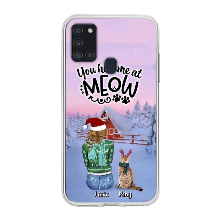 Custom Personalized Christmas Cat Mom Phone Case - Upto 5 Cats - Christmas Gift Idea For Cat Lover - You Had Me At Meow - Case For iPhone And Samsung