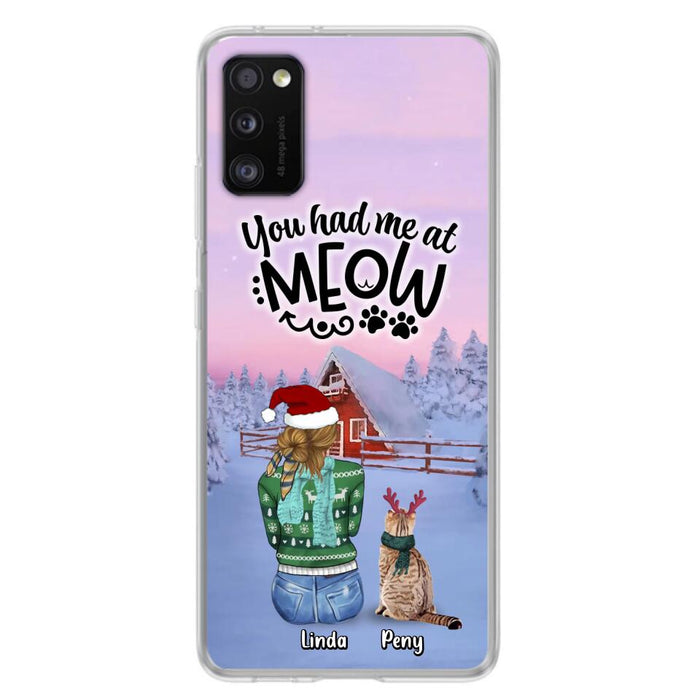 Custom Personalized Christmas Cat Mom Phone Case - Upto 5 Cats - Christmas Gift Idea For Cat Lover - You Had Me At Meow - Case For iPhone And Samsung