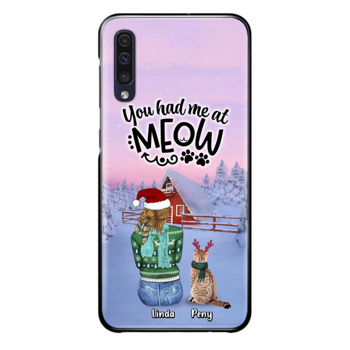 Custom Personalized Christmas Cat Mom Phone Case - Upto 5 Cats - Christmas Gift Idea For Cat Lover - You Had Me At Meow - Case For iPhone And Samsung