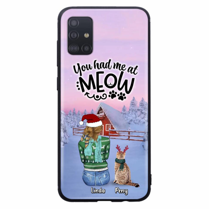 Custom Personalized Christmas Cat Mom Phone Case - Upto 5 Cats - Christmas Gift Idea For Cat Lover - You Had Me At Meow - Case For iPhone And Samsung