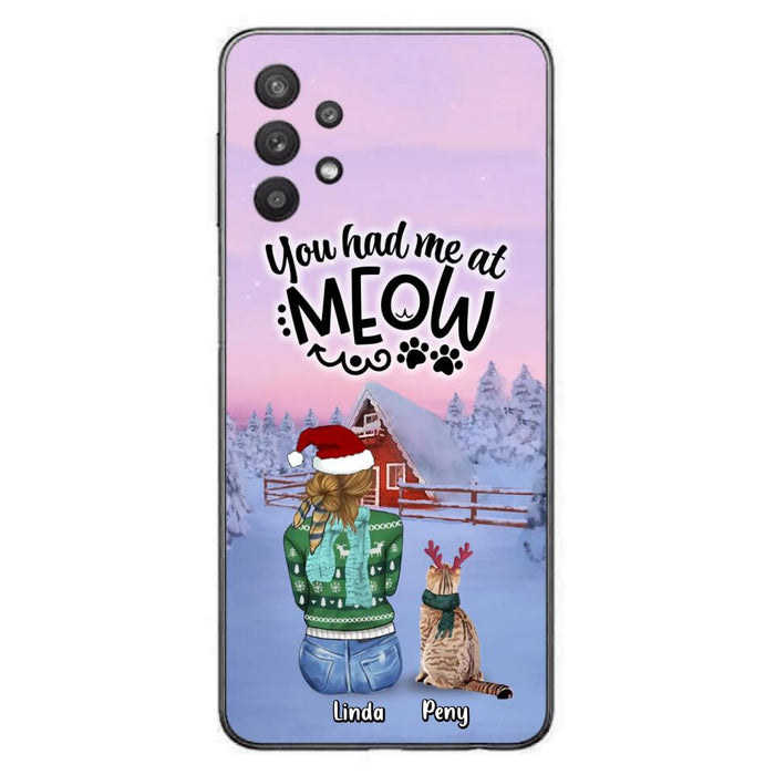 Custom Personalized Christmas Cat Mom Phone Case - Upto 5 Cats - Christmas Gift Idea For Cat Lover - You Had Me At Meow - Case For iPhone And Samsung