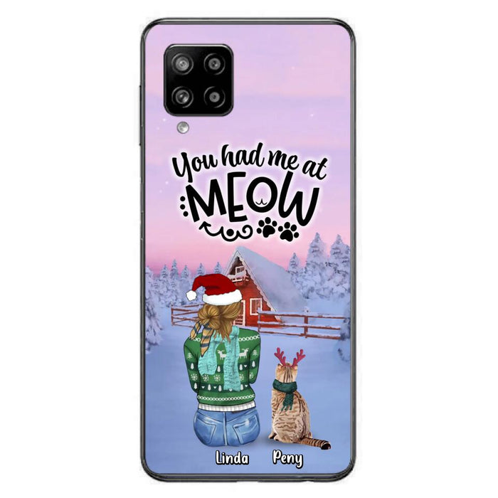 Custom Personalized Christmas Cat Mom Phone Case - Upto 5 Cats - Christmas Gift Idea For Cat Lover - You Had Me At Meow - Case For iPhone And Samsung