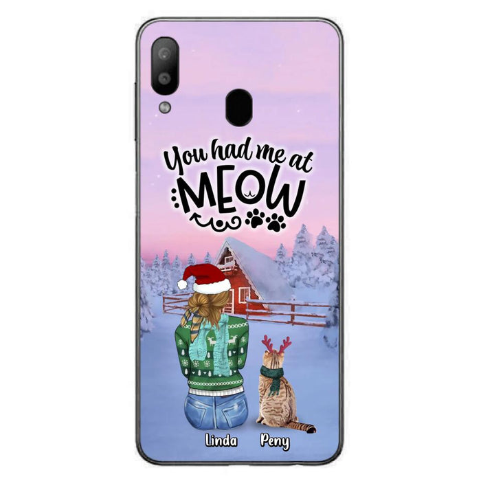 Custom Personalized Christmas Cat Mom Phone Case - Upto 5 Cats - Christmas Gift Idea For Cat Lover - You Had Me At Meow - Case For iPhone And Samsung