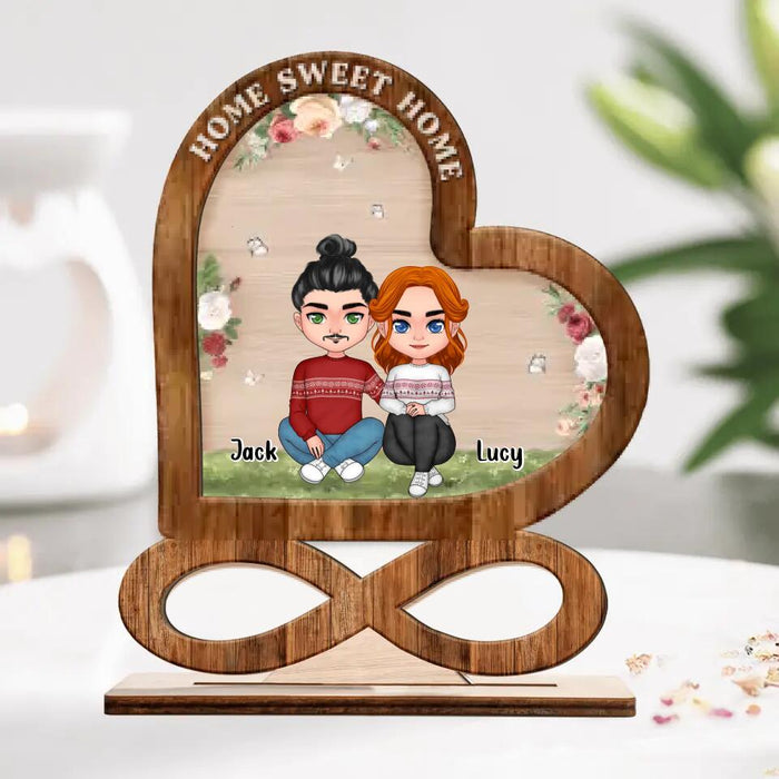 Custom Personalized Couple Wooden Plaque - Christmas/Birthday/Anniversary Gift Idea For Couple - Home Sweet Home