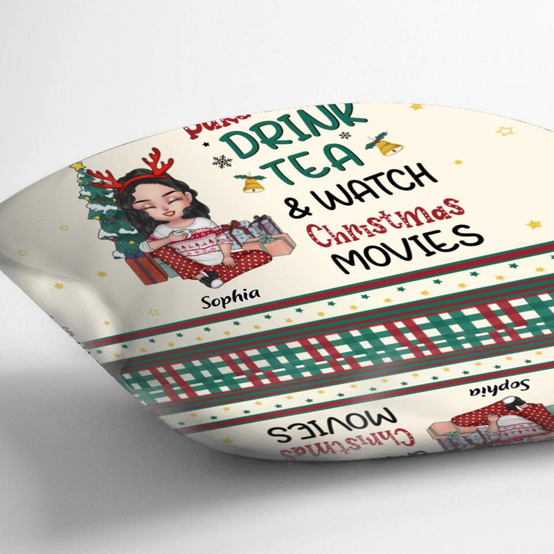 Personalized Christmas Girl Fleece Throw Blanket/Quilt/Pillow Cover - Gift Idea For Christmas Day - I Just Want To Bake Stuff, Drink Tea & Watch Christmas Movies