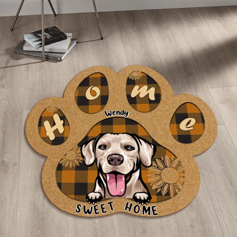 Personalized Dog Paw Rug - Up to 5 Dogs - Birthday/Christmas Gift Idea For Dog Lover - Home Sweet Home