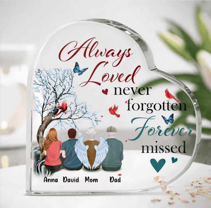 Custom Personalized Memorial Family Crystal Heart - Upto 4 People - Christmas Memorial Gift For Loss Of Family Member - Always Loved Never Forgotten
Forever Missed