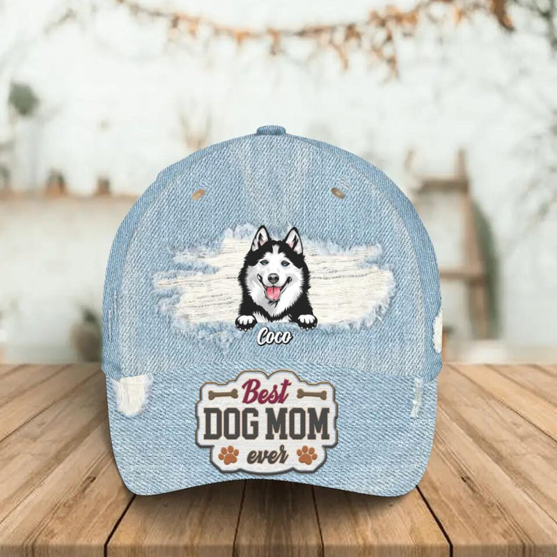 Personalized Dog Baseball Cap - Gift Idea For Dog Owner with up to 3 Dogs - Best Dog Mom Ever