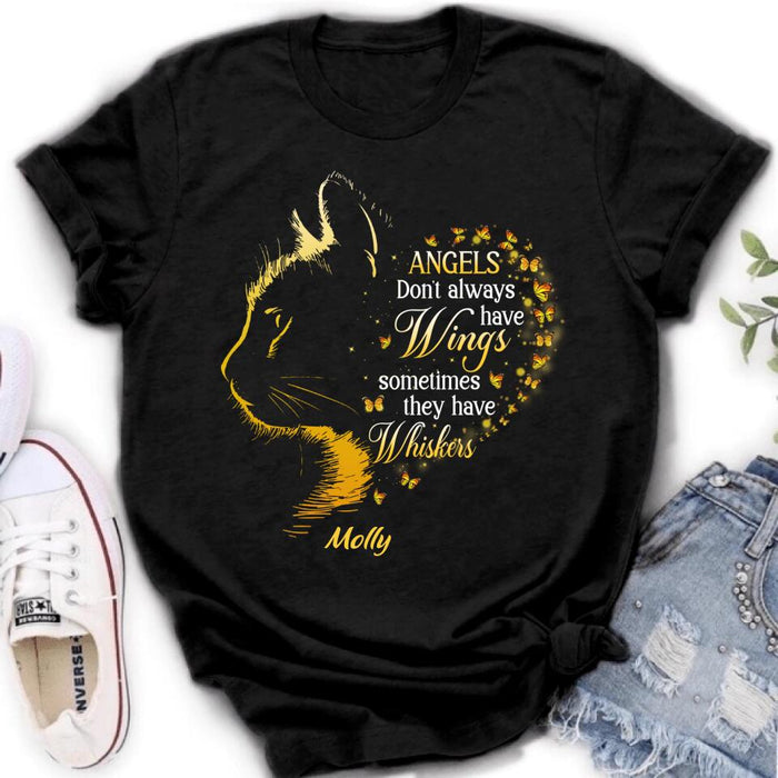 Custom Personalized Memorial Cat Shirt/ Hoodie - Memorial Gift For Loss Of Cat - Angels Don't Always Have Wings Sometimes They Have Whiskers