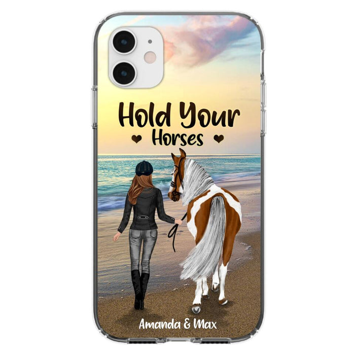Personalized Horse Girl Phone Case - Girl with up to 2 Horses - Four Feet Move My Soul - QX6ZS1