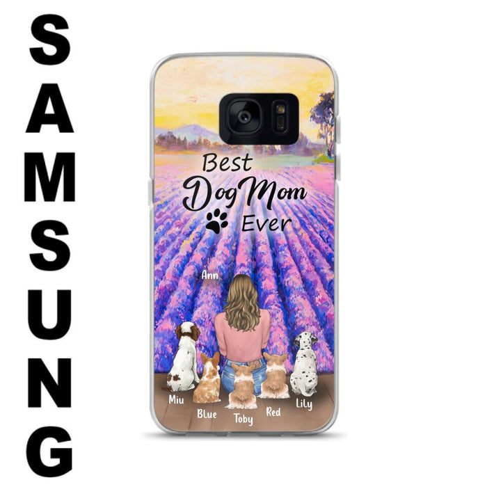 Custom Personalized Dog Mom With Flowers Background Phone Case - Gifts For Dog Lovers With 5 Dogs - You Had Me At Woof - Case For iPhone and Samsung - L4E2ZU