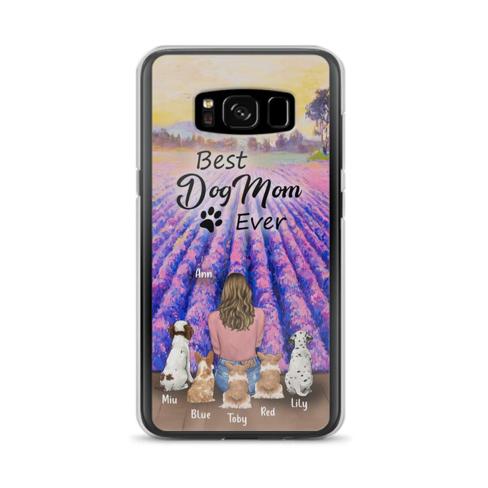 Custom Personalized Dog Mom With Flowers Background Phone Case - Gifts For Dog Lovers With 5 Dogs - You Had Me At Woof - Case For iPhone and Samsung - L4E2ZU