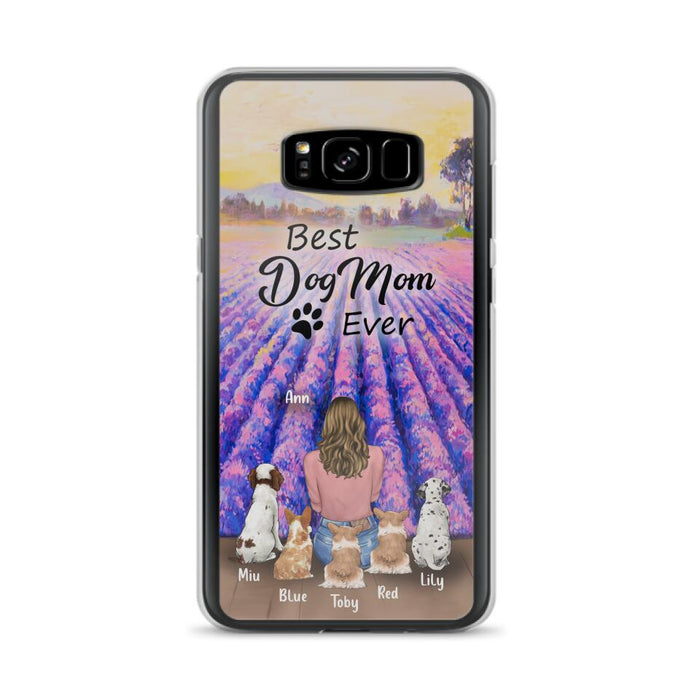 Custom Personalized Dog Mom With Flowers Background Phone Case - Gifts For Dog Lovers With 5 Dogs - You Had Me At Woof - Case For iPhone and Samsung - L4E2ZU