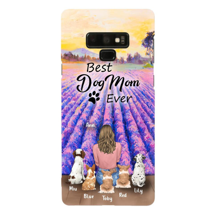 Custom Personalized Dog Mom With Flowers Background Phone Case - Gifts For Dog Lovers With 5 Dogs - You Had Me At Woof - Case For iPhone and Samsung - L4E2ZU