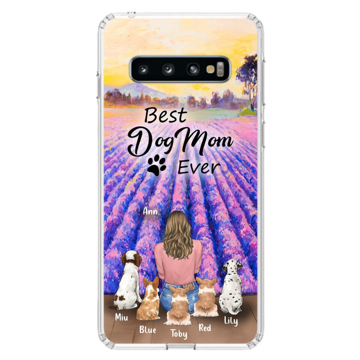 Custom Personalized Dog Mom With Flowers Background Phone Case - Gifts For Dog Lovers With 5 Dogs - You Had Me At Woof - Case For iPhone and Samsung - L4E2ZU