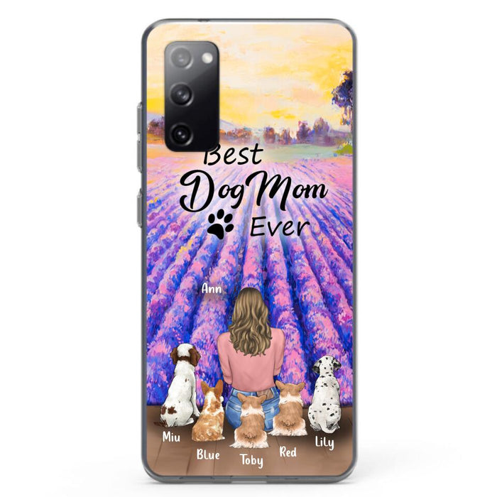 Custom Personalized Dog Mom With Flowers Background Phone Case - Gifts For Dog Lovers With 5 Dogs - You Had Me At Woof - Case For iPhone and Samsung - L4E2ZU