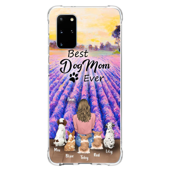 Custom Personalized Dog Mom With Flowers Background Phone Case - Gifts For Dog Lovers With 5 Dogs - You Had Me At Woof - Case For iPhone and Samsung - L4E2ZU