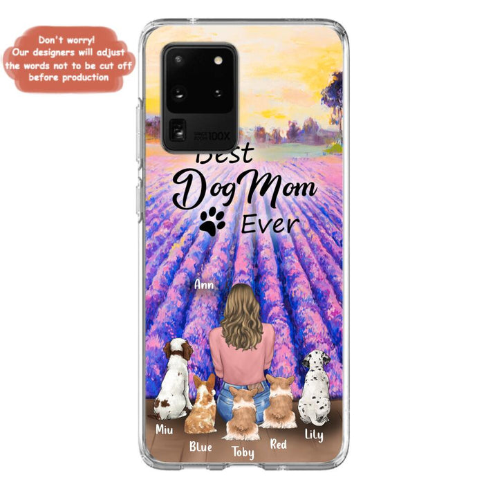 Custom Personalized Dog Mom With Flowers Background Phone Case - Gifts For Dog Lovers With 5 Dogs - You Had Me At Woof - Case For iPhone and Samsung - L4E2ZU