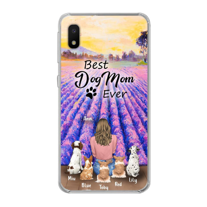 Custom Personalized Dog Mom With Flowers Background Phone Case - Gifts For Dog Lovers With 5 Dogs - You Had Me At Woof - Case For iPhone and Samsung - L4E2ZU