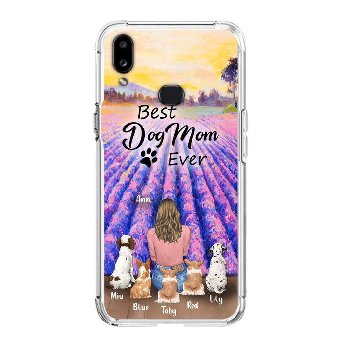 Custom Personalized Dog Mom With Flowers Background Phone Case - Gifts For Dog Lovers With 5 Dogs - You Had Me At Woof - Case For iPhone and Samsung - L4E2ZU