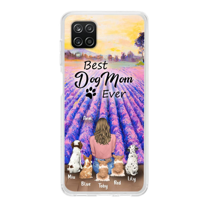 Custom Personalized Dog Mom With Flowers Background Phone Case - Gifts For Dog Lovers With 5 Dogs - You Had Me At Woof - Case For iPhone and Samsung - L4E2ZU