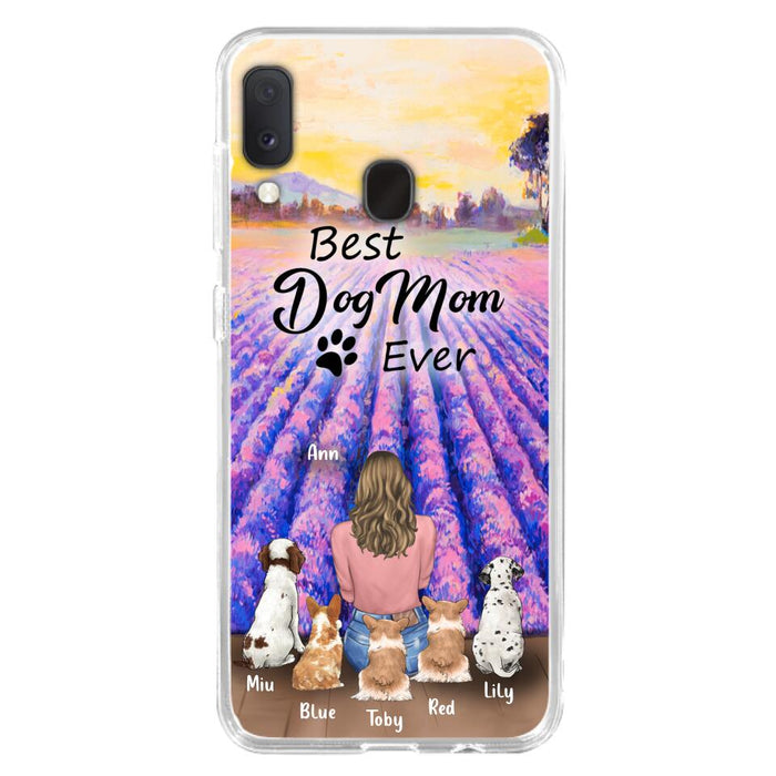 Custom Personalized Dog Mom With Flowers Background Phone Case - Gifts For Dog Lovers With 5 Dogs - You Had Me At Woof - Case For iPhone and Samsung - L4E2ZU