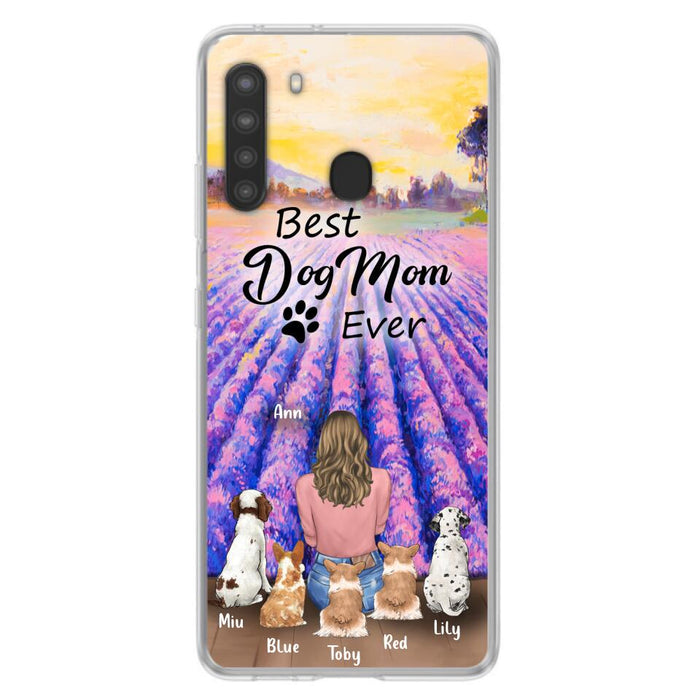 Custom Personalized Dog Mom With Flowers Background Phone Case - Gifts For Dog Lovers With 5 Dogs - You Had Me At Woof - Case For iPhone and Samsung - L4E2ZU