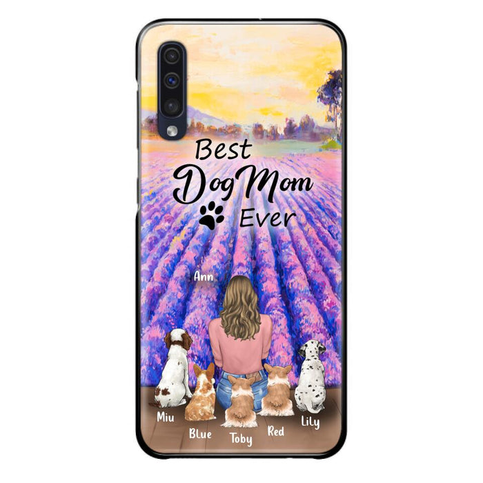 Custom Personalized Dog Mom With Flowers Background Phone Case - Gifts For Dog Lovers With 5 Dogs - You Had Me At Woof - Case For iPhone and Samsung - L4E2ZU