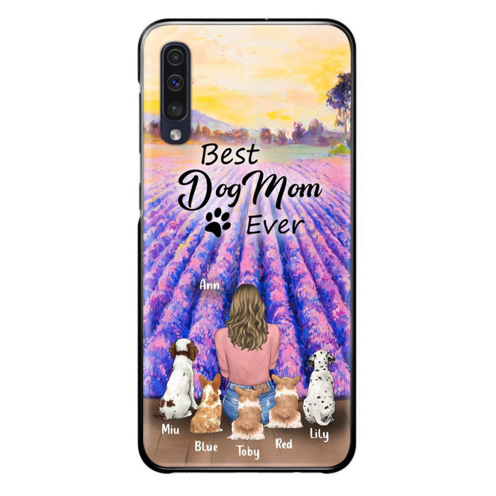 Custom Personalized Dog Mom With Flowers Background Phone Case - Gifts For Dog Lovers With 5 Dogs - You Had Me At Woof - Case For iPhone and Samsung - L4E2ZU