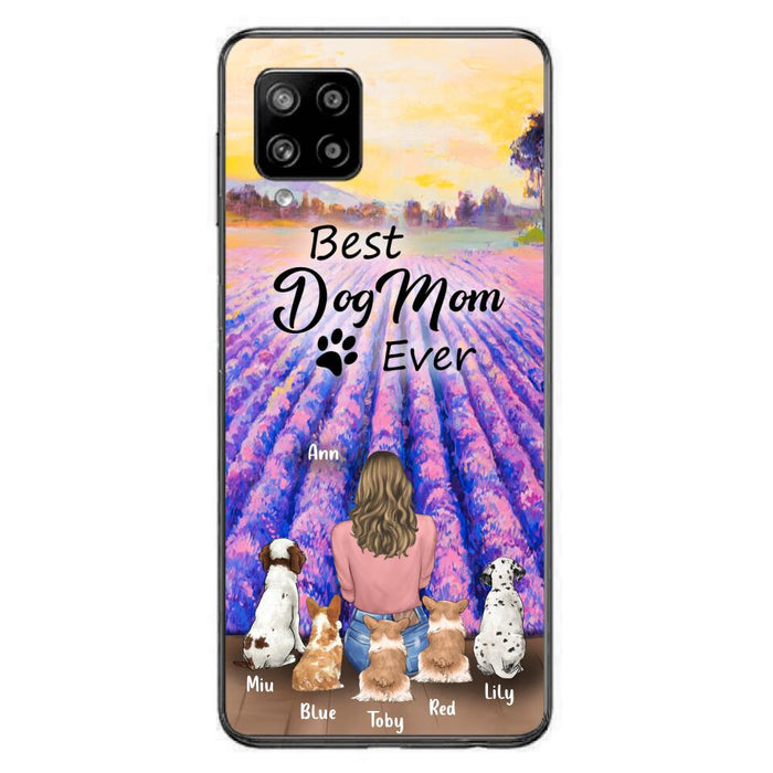 Custom Personalized Dog Mom With Flowers Background Phone Case - Gifts For Dog Lovers With 5 Dogs - You Had Me At Woof - Case For iPhone and Samsung - L4E2ZU