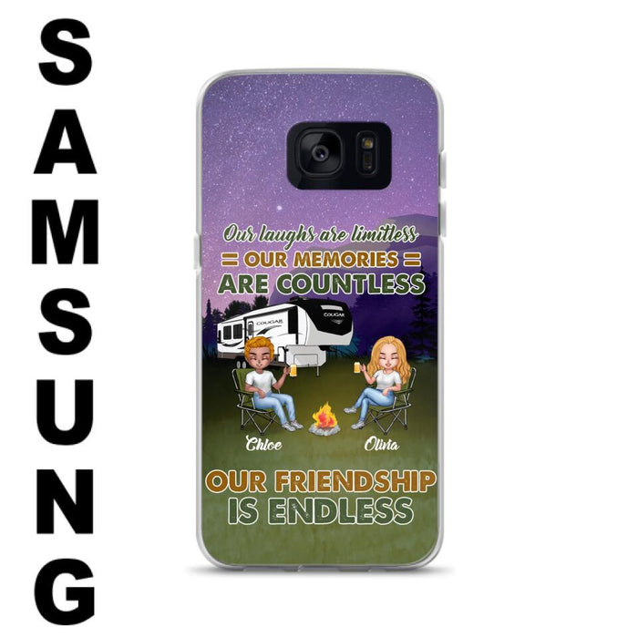 Custom Personalized Camping Friends Phone Case - Upto 4 People - Gift Idea For Friends/ Camping Lover - Life Is Better When You're Camping With Friends - Case For iPhone/Samsung