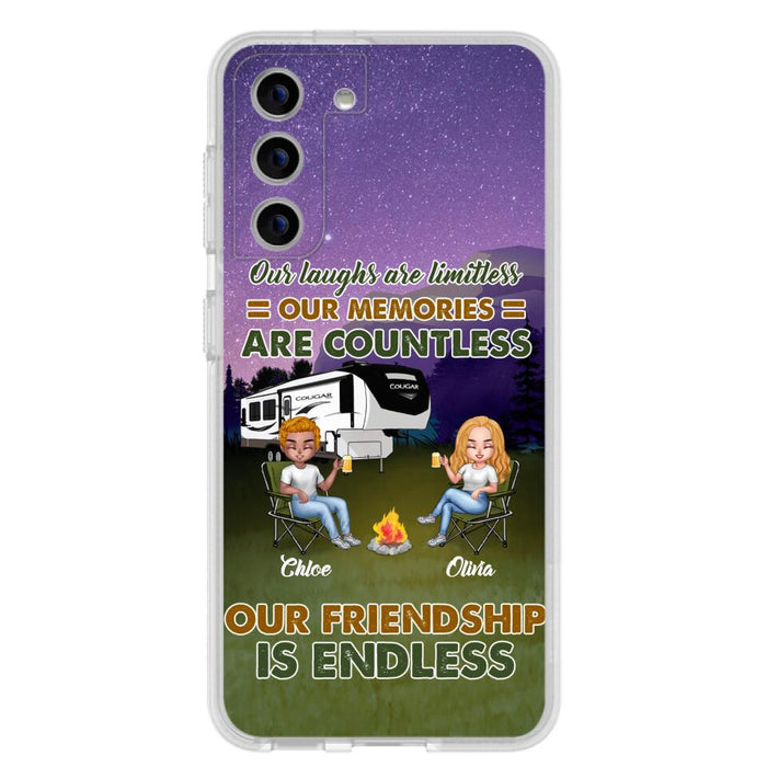 Custom Personalized Camping Friends Phone Case - Upto 4 People - Gift Idea For Friends/ Camping Lover - Life Is Better When You're Camping With Friends - Case For iPhone/Samsung