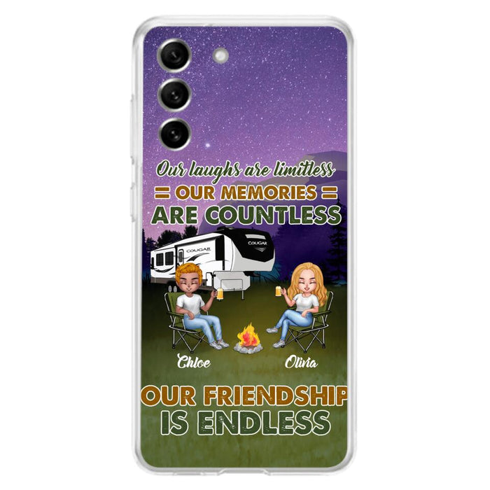 Custom Personalized Camping Friends Phone Case - Upto 4 People - Gift Idea For Friends/ Camping Lover - Life Is Better When You're Camping With Friends - Case For iPhone/Samsung