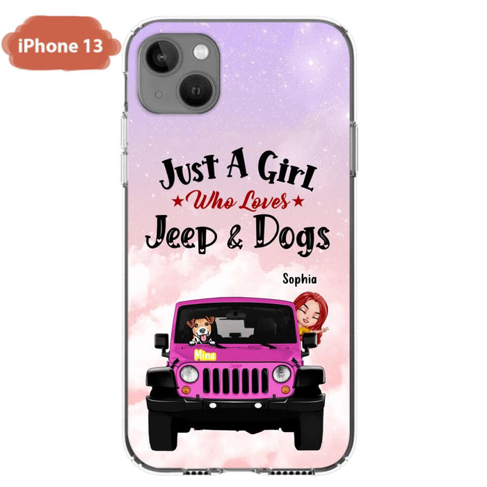 Custom Personalized Dog Mom & Off-road Phone Case- Up to 5 Dogs - Best Gift For Dog Lovers/Mother's Day - Just A Girl - Cases For iPhone And Samsung