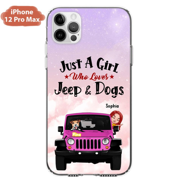 Custom Personalized Dog Mom & Off-road Phone Case- Up to 5 Dogs - Best Gift For Dog Lovers/Mother's Day - Just A Girl - Cases For iPhone And Samsung